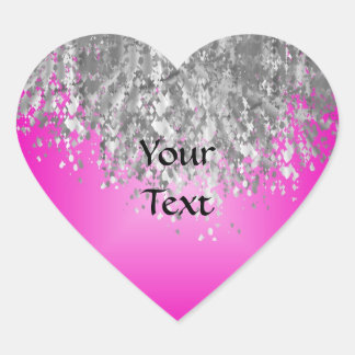 Hot pink and faux glitter heart sticker