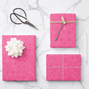 hot pink and french rose pink polka dots wrapping paper sheet