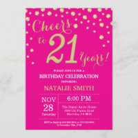 Hot Pink and Gold 21st Birthday Diamond