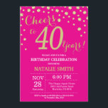 Hot Pink and Gold 40th Birthday Diamond Invitation<br><div class="desc">40th Birthday Invitation with Hot Pink and Gold Glitter Diamond Background. Gold Confetti. Adult Birthday. Male Men or Women Birthday. For further customisation,  please click the "Customise it" button and use our design tool to modify this template.</div>