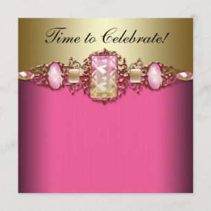Hot Pink and Gold Birthday Party Invitation