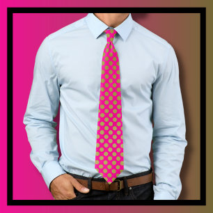 Hot Pink and Gold Dots Pattern Tie