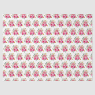 Hot Pink and Gold Elegant Flowers Tissue Paper