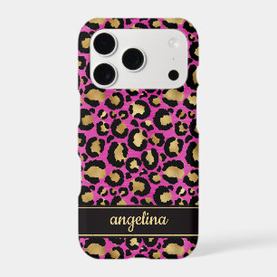 Hot Pink And Gold Foil Leopard Print Monogrammed