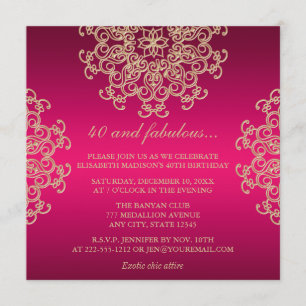 HOT PINK AND GOLD INDIAN INSPIRED BIRTHDAY INVITATION