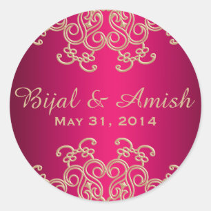 HOT PINK AND GOLD INDIAN INSPIRED THANK YOU LABEL