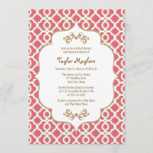 Hot Pink and Gold Moroccan Bridal Shower Invites