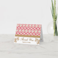Hot Pink and Gold Moroccan Thank You Wedding Card