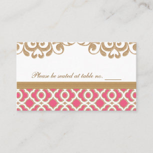 Hot Pink and Gold Moroccan Wedding Table Place Card