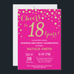 Hot Pink and Gold Surprise 18th Birthday Diamond Invitation<br><div class="desc">Surprise 18th Birthday Invitation with Hot Pink and Gold Glitter Diamond Background. Gold Confetti. Adult Birthday. Male Men or Women Birthday. For further customisation,  please click the "Customise it" button and use our design tool to modify this template.</div>