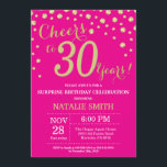 Hot Pink and Gold Surprise 30th Birthday Diamond Invitation<br><div class="desc">Surprise 30th Birthday Invitation with Hot Pink and Gold Glitter Diamond Background. Gold Confetti. Adult Birthday. Male Men or Women Birthday. For further customisation,  please click the "Customise it" button and use our design tool to modify this template.</div>