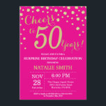Hot Pink and Gold Surprise 50th Birthday Diamond Invitation<br><div class="desc">Surprise 50th Birthday Invitation with Hot Pink and Gold Glitter Diamond Background. Gold Confetti. Adult Birthday. Male Men or Women Birthday. For further customisation,  please click the "Customise it" button and use our design tool to modify this template.</div>