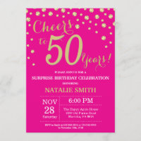 Hot Pink and Gold Surprise 50th Birthday Diamond