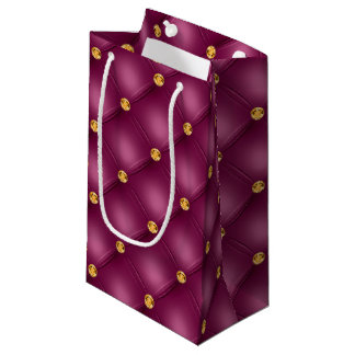 Hot Pink and Gold Tufted Small Gift Bag