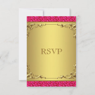 Hot Pink and Gold Wedding RSVP
