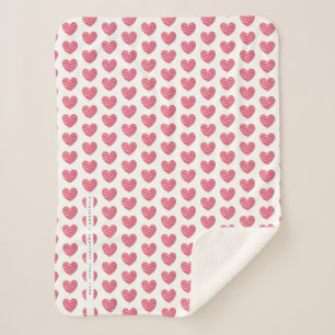 Hot Pink and Golden effect Elegant Heart Sherpa Blanket