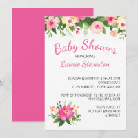 Hot Pink and Green Flowers Floral Baby Shower
