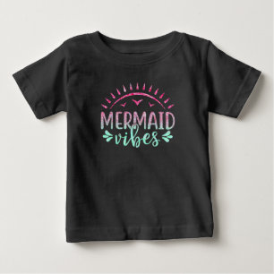 Hot Pink and Green Glitter Mermaid Vibes Baby T-Shirt