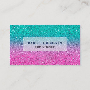 Hot pink and green glitter ombre business card