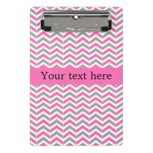 Hot Pink and Grey Chevron Pattern Mini Clipboard