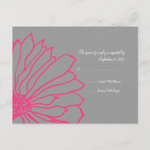 Hot Pink and Grey Floral Wedding Invitation RSVP