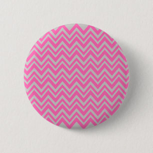 Hot Pink and Grey Zigzag Pattern 6 Cm Round Badge