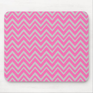 Hot Pink and Grey Zigzag Pattern Mouse Mat
