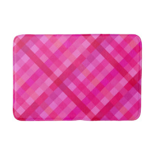 Hot pink and lavender plaid bath mat
