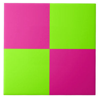 Hot Pink and Lime Green Chequerboard Tiles