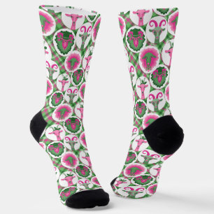 Hot Pink and Lime Green Hipster Goats Socks
