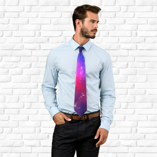 Hot Pink and Navy Blue Celestial Photo Tie