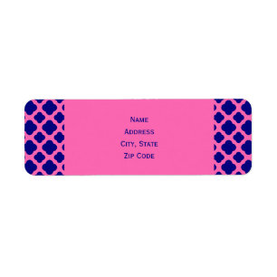 Hot Pink and Navy Blue Quatrefoil Pattern