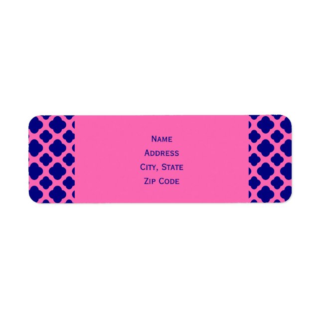 Hot Pink and Navy Blue Quatrefoil Pattern (Front)