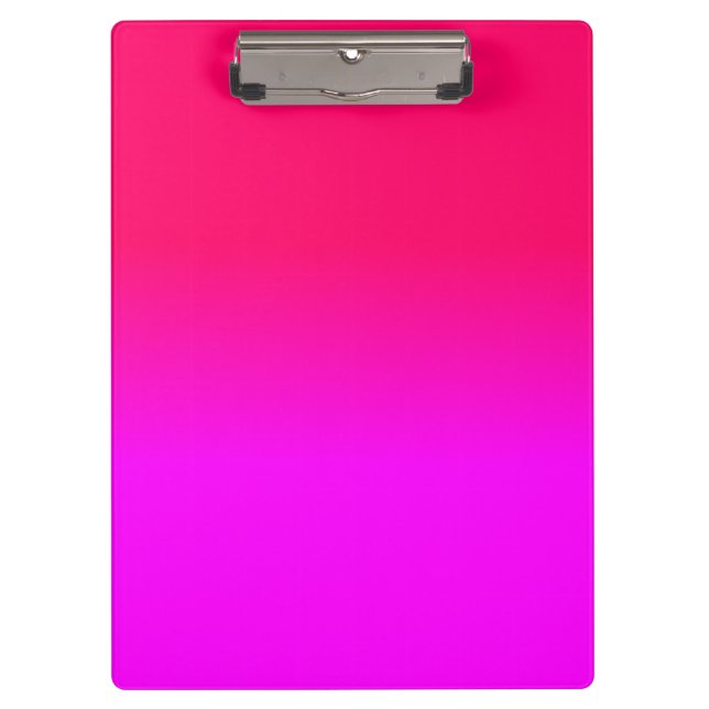 Hot Pink and Neon Pink Ombre Shade Colour Fade Clipboard (Front)