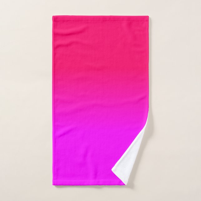 Hot Pink and Neon Pink Ombre Shade Colour Fade Hand Towel (Hand Towel)