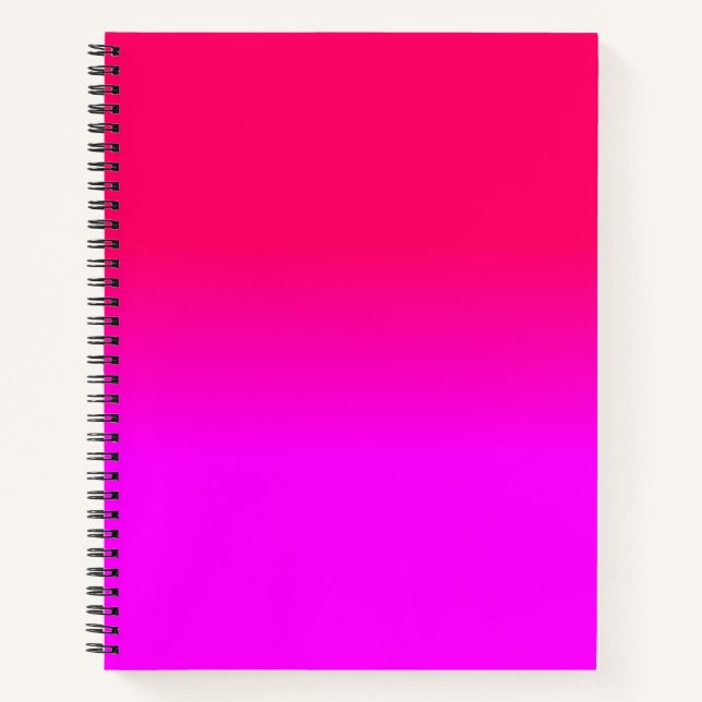 Hot Pink and Neon Pink Ombre Shade Colour Fade Notebook (Front)