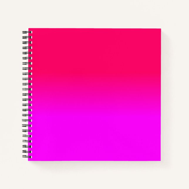 Hot Pink and Neon Pink Ombre Shade Colour Fade Notebook (Front)