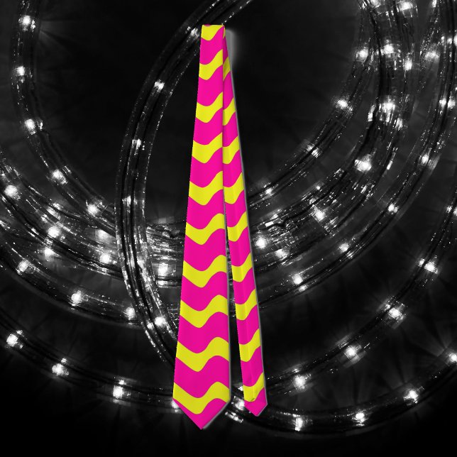 hot pink and neon yellow waves tie (Creator Uploaded)