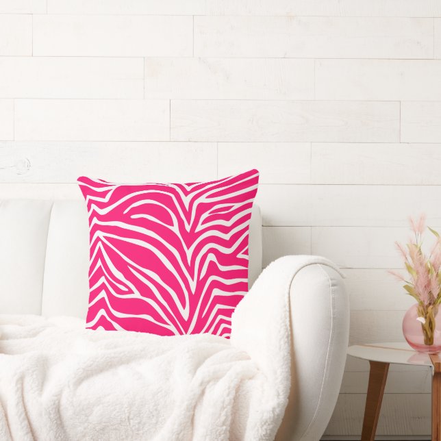 Hot Pink and Off White Zebra Or Any Colour Pillow (Couch)