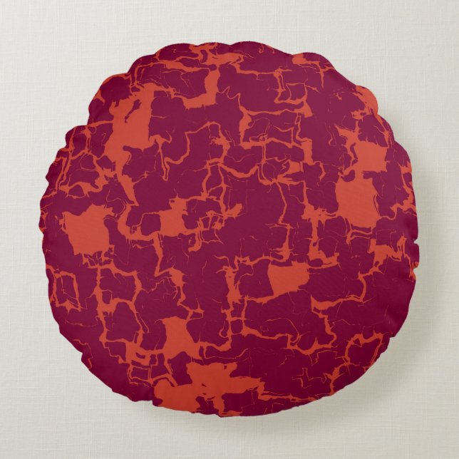 Hot Pink and Orange Abstract Round Cushion (Front)