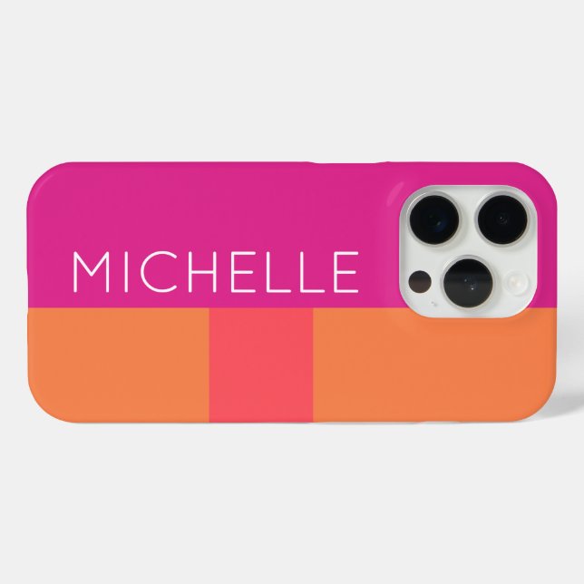 Hot Pink And Orange Colour Blocks Case-Mate iPhone Case (Back (Horizontal))
