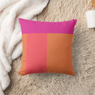 Hot Pink And Orange Colour Blocks Cushion