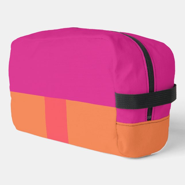 Hot Pink And Orange Colour Blocks Dopp Kit (Left Corner)