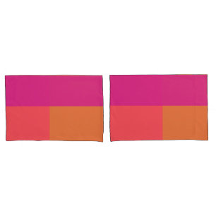 Hot Pink And Orange Colour Blocks Pillowcase