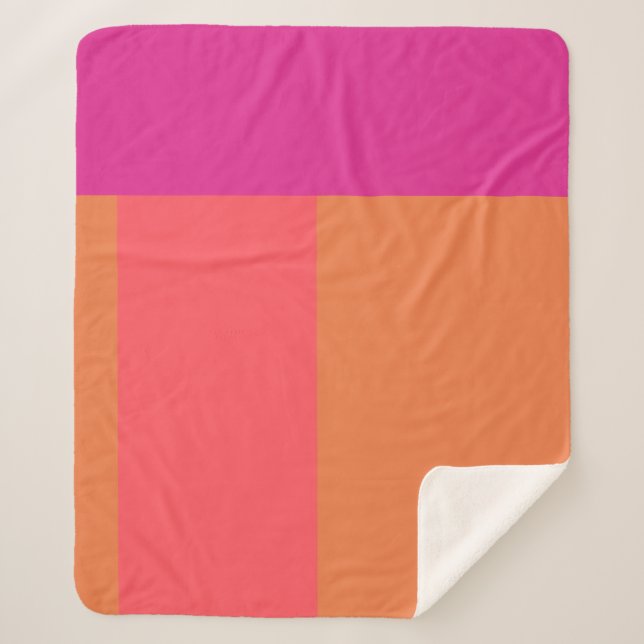 Hot Pink And Orange Colour Blocks Sherpa Blanket (Front)