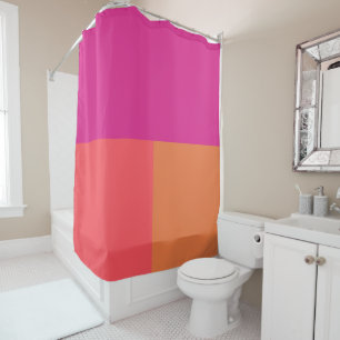 Hot Pink And Orange Colour Blocks Shower Curtain