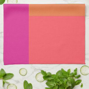 Hot Pink And Orange Colour Blocks Tea Towel