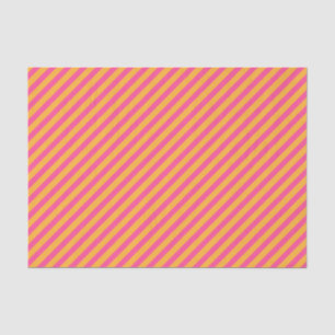 Hot Pink and Orange Diagonal Striped  Tissue Paper