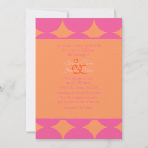 Hot Pink and Orange Modern Polka Dots Wedding Invitation