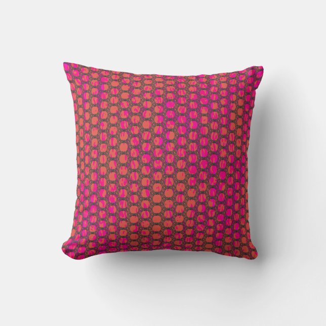 Hot Pink and Orange Scrolled Lace Cushion (Front)